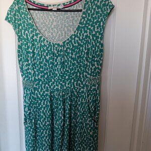Boden jersey dress size 8L green and cream